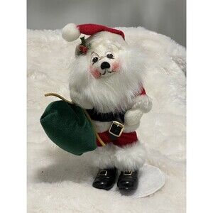 Annalee Santa Bear w/ Velvet Bag 8 inches Christmas 2002